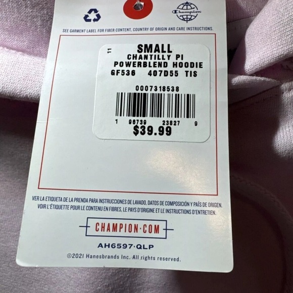 NWT Champion Women's Powerblend Hoodie Sweatshirt Sweater Pink Purple Logo - Picture 5 of 7